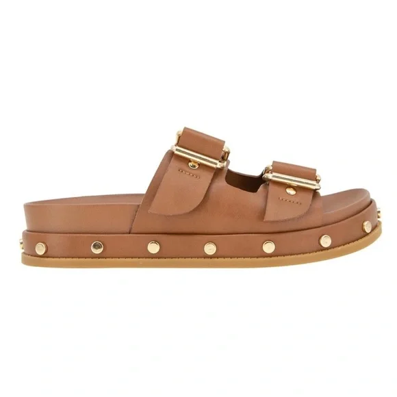 BCBGeneration Bamba Double Buckle Slide Sandals Brown Birkenstock Style 7.5 NWT - Picture 4 of 9